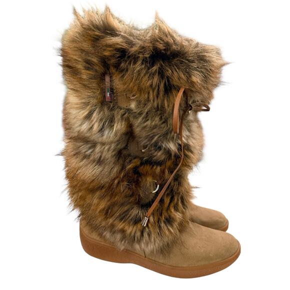 Oscar Sport Sz 39 Julia Apres Ski Faux Fur Beige Tan Brown Boots 8.5 US - Picture 1 of 12